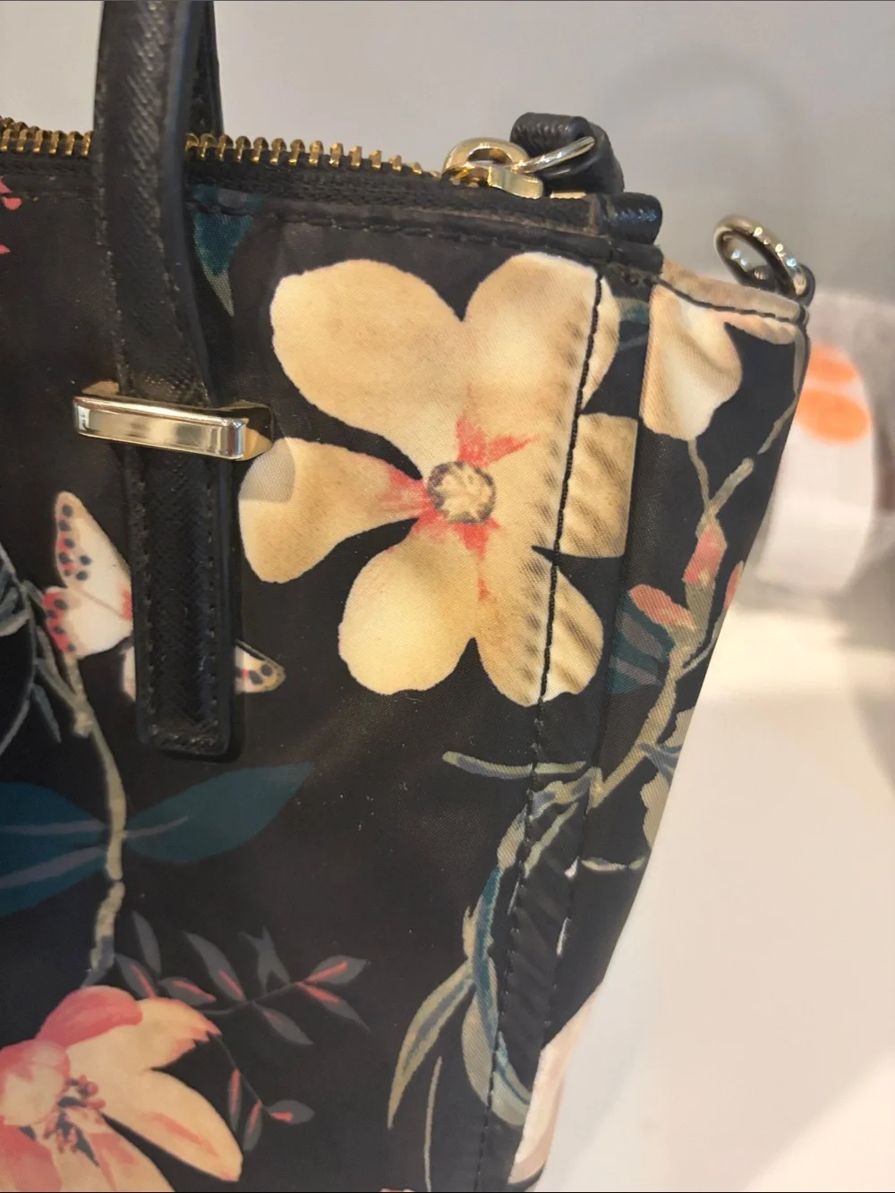 kate spade Wilson botanical satchel black floral print